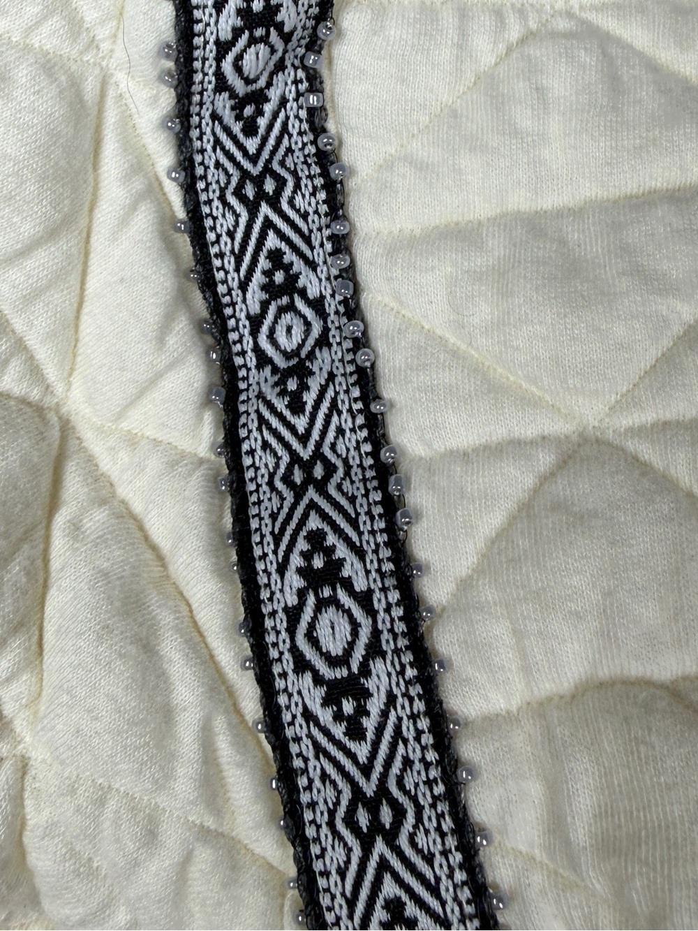 POL Cream Quilted Embroidered Jacket in Ivory Like New Bohemian Sz L - Picture 7 of 14